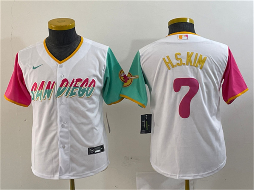 Youth White San Diego Padres #7 Ha-Seong Kim City Connect Stitched Baseball Jersey